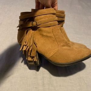 Tan suede ankle booties